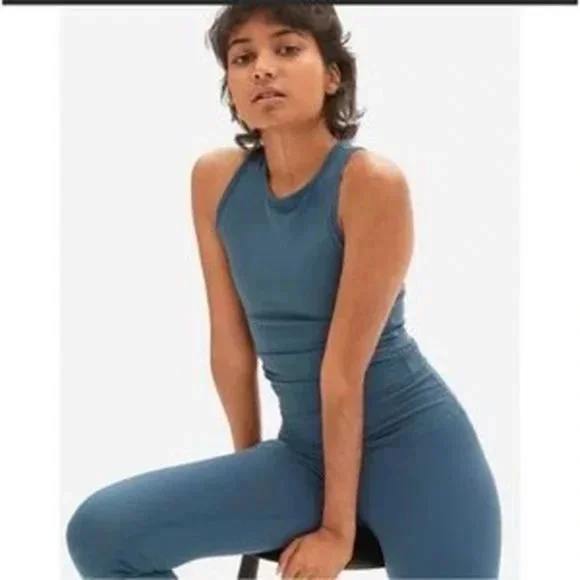 Everlane Womens The Perform Tank Cropped Aergean Blue XS - Picture 1 of 4